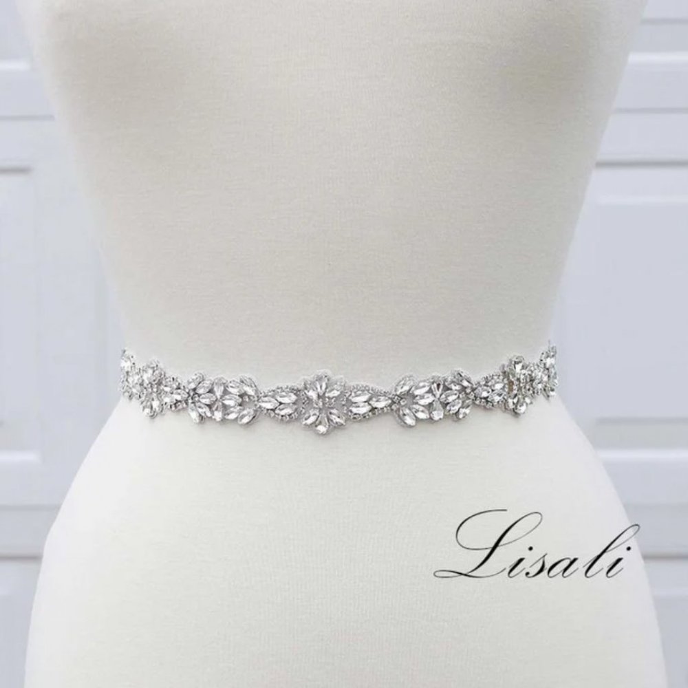 Rhinestone bridal belt with clasp, size 28